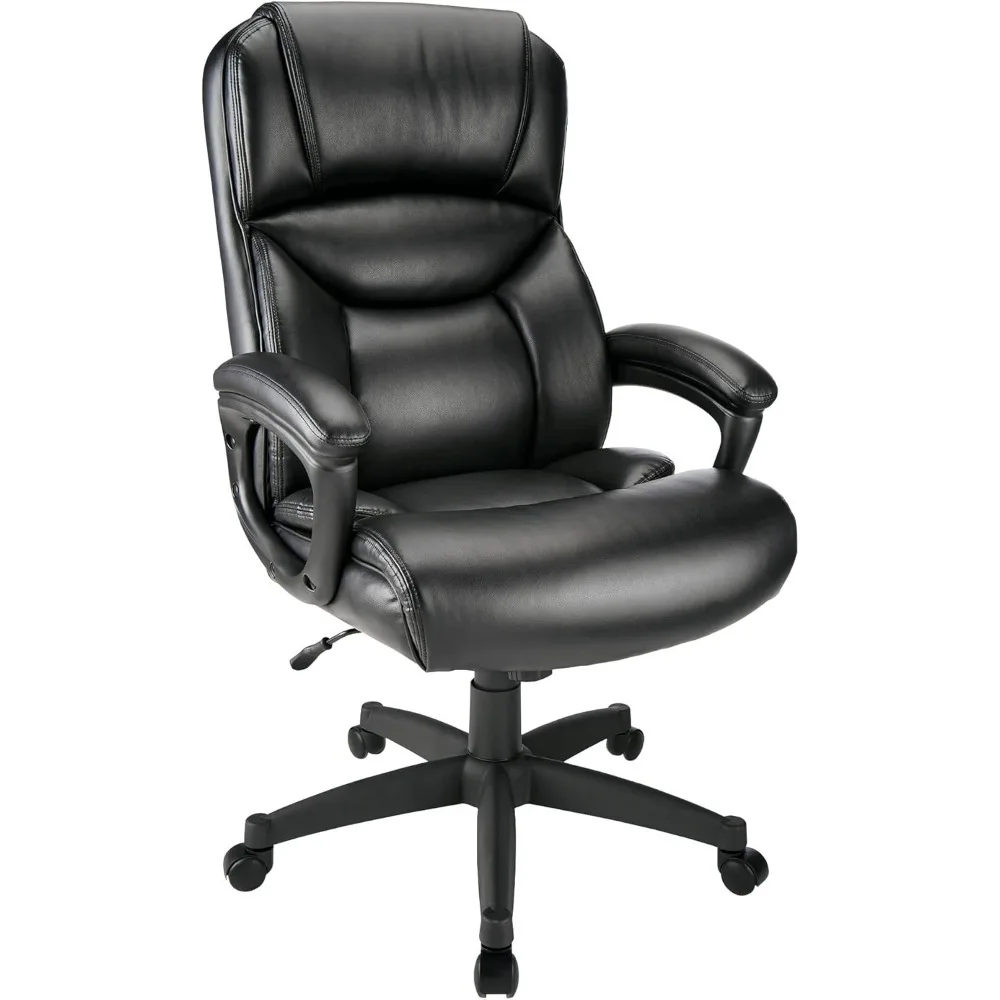 Fennington Bonded Leather High-Back Chair, Ergonomic Desk Chair with Lumbar Support, Computer Chair