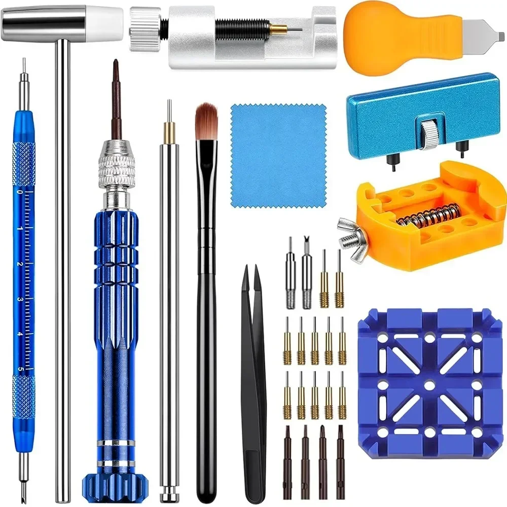 

Watch Repair Kit Battery Replacement Watch Link Removal Resizing Back Cover Opener Screwdriver Spring Remover Cleaning Tool Set