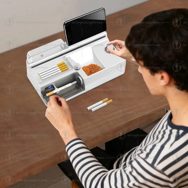 

Automatic Electric Cigarette Rolling Machine with 3 Size Tubes, Speed Control, Display & EU Plug for Home Use