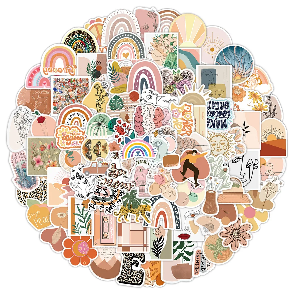 50/100 قطعة البوهيمي الكرتون الكتابة على الجدران ملصق سجل القصاصات Ins الرياح الجمالية الفن الأمتعة سيارة Diy بها بنفسك محمول الهاتف لاصقة تزيين #2