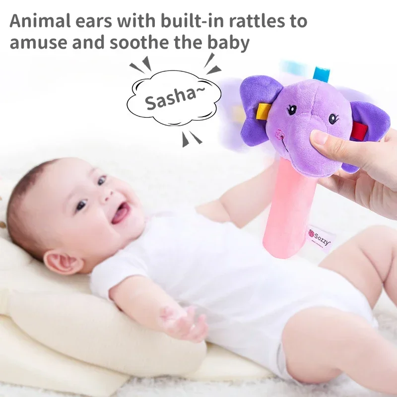 Giocattoli puzzle per l'educazione precoce dei bambini Neonato BB Sonaglio Stick Giocattolo portatile lenitivo Animale del fumetto Giocattoli per l'addestramento alla presa del bambino Regalo