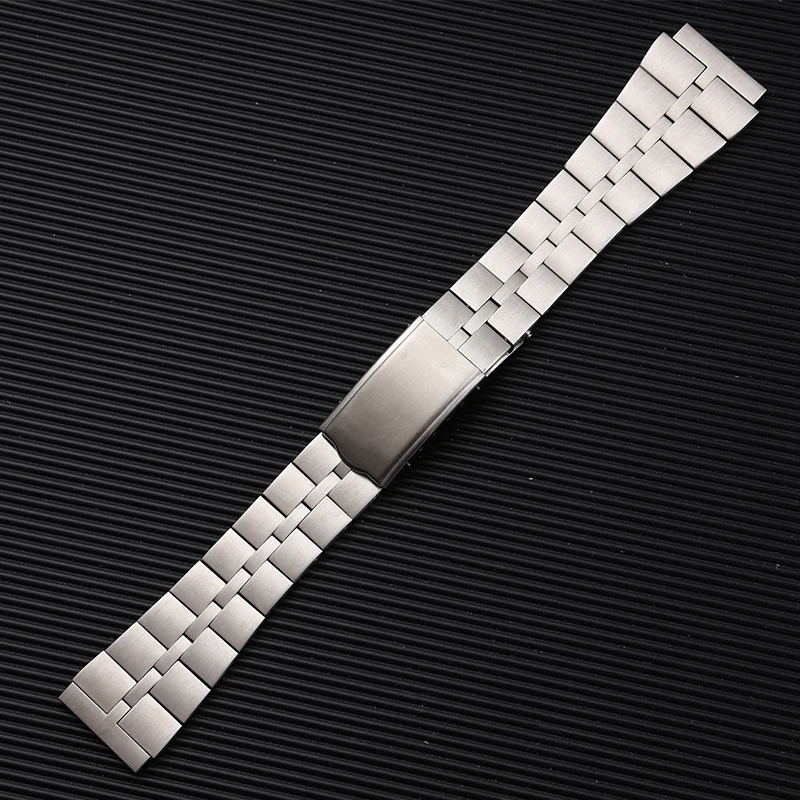 

new 20mm brushed silver solid links fishbone stainless steel watchband strap bracelet for Seiko Bullhead Z040S folding clasp