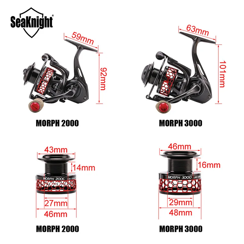 SeaKnight Spinning Reel Long Cast Lure Fishing Reel Morph 3000 Hand Crank Fishing Tackle For Saltwater Freshwater Anglers