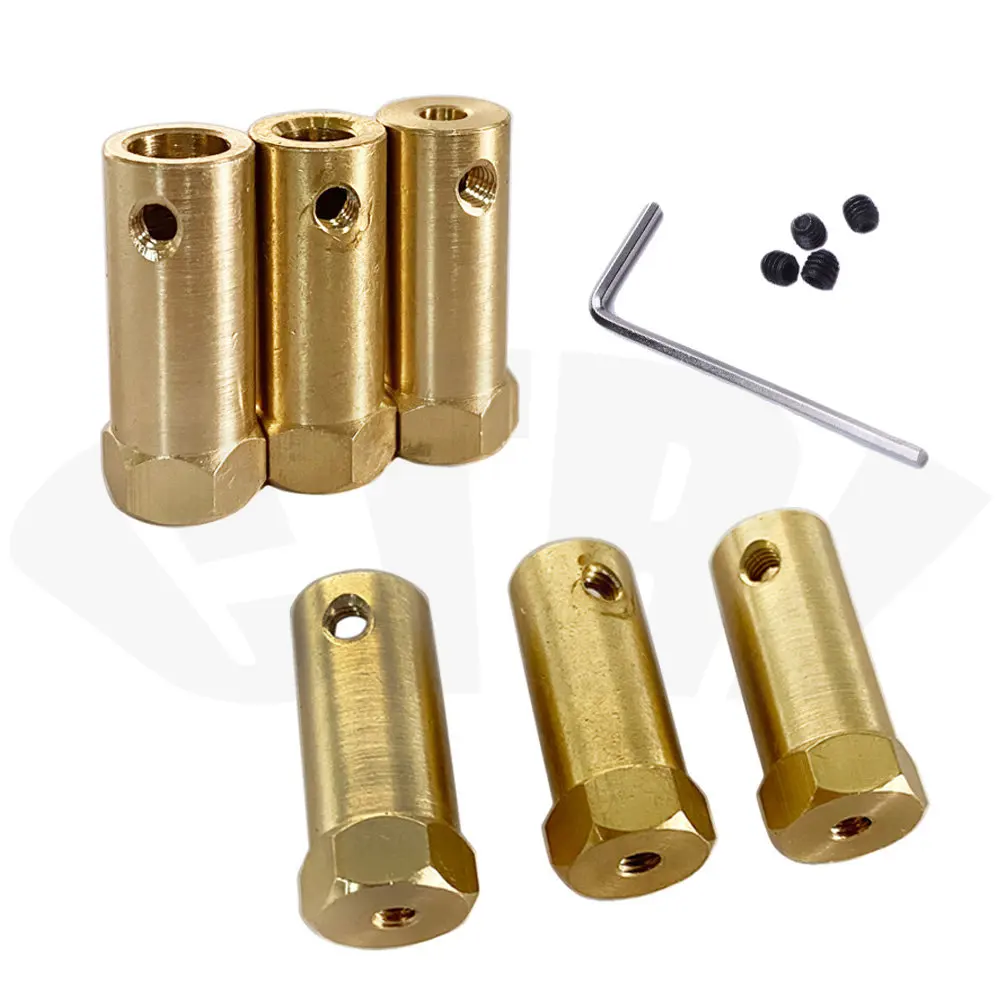 Brass Lengthened Metal Hexagonal Coupling 3mm 4mm 5mm 6mm 7mm 8mm Motor Wheel Connector for 1/8 1/10 RC Car Wheels Tires Shaft