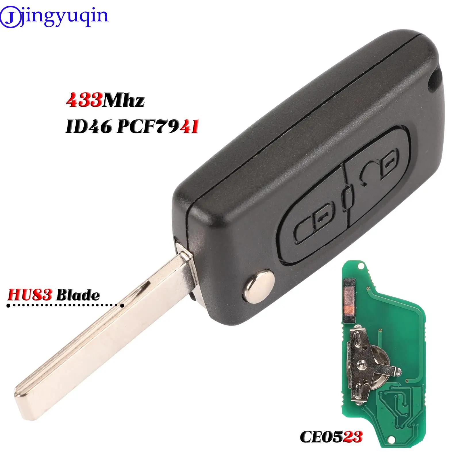 jingyuqin ASK 2 Buttons Remote Flip Car Key For Peugeot 207 307 308 407 For Citroen 433MHz PCF7961 HU83 ID46 CE0536