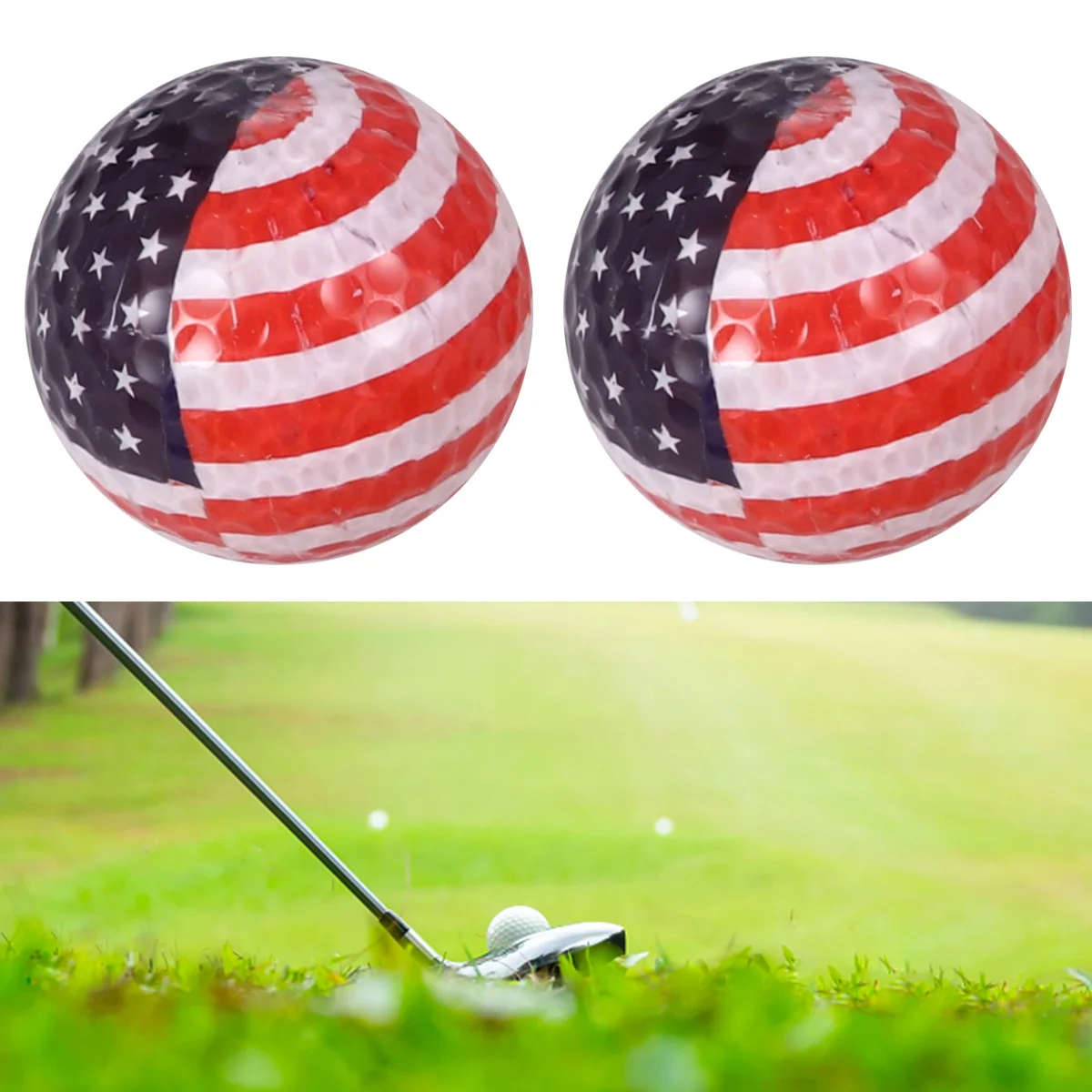 

2Pcs Patterned Practice Balls Lightweight Double Layers Golf Training Balls for Beginners Long Distance Control