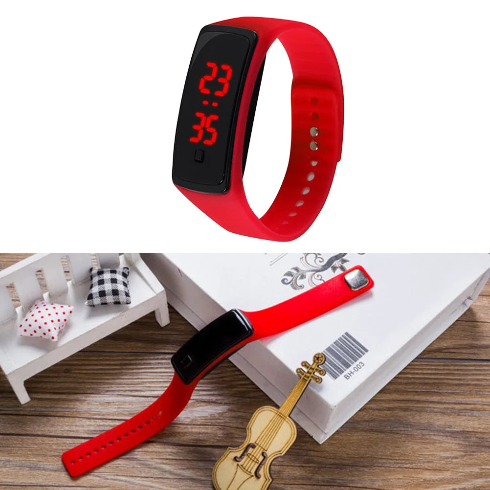 'Reloj Relojes para correr Banda de silicona Pulsera LED Número Estudiante