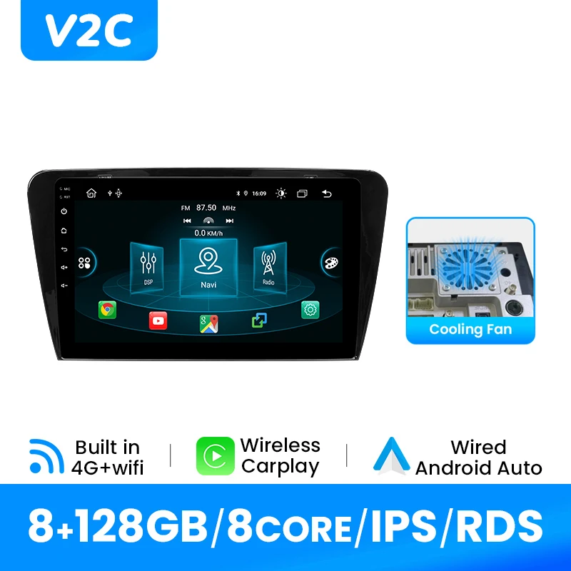 Draadloze Carplay Android 14 Autoradio Speler Voor SKODA Octavia 3 A7 2013-2018 GPS Navigatie IPS Scherm multimedia DSP 4G Wifi