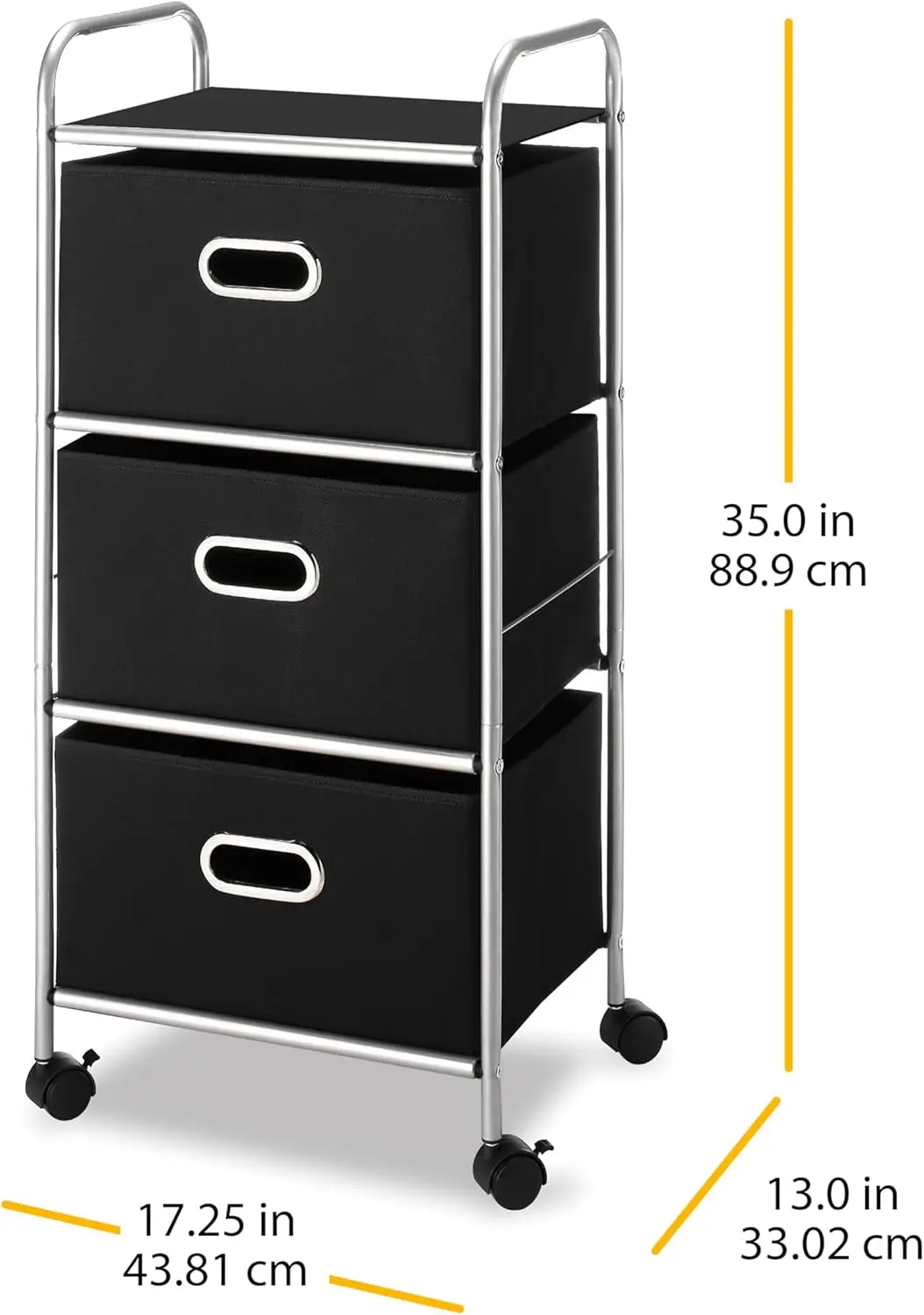 3 Drawer Rolling Cart - Home and Office Storage Organizer