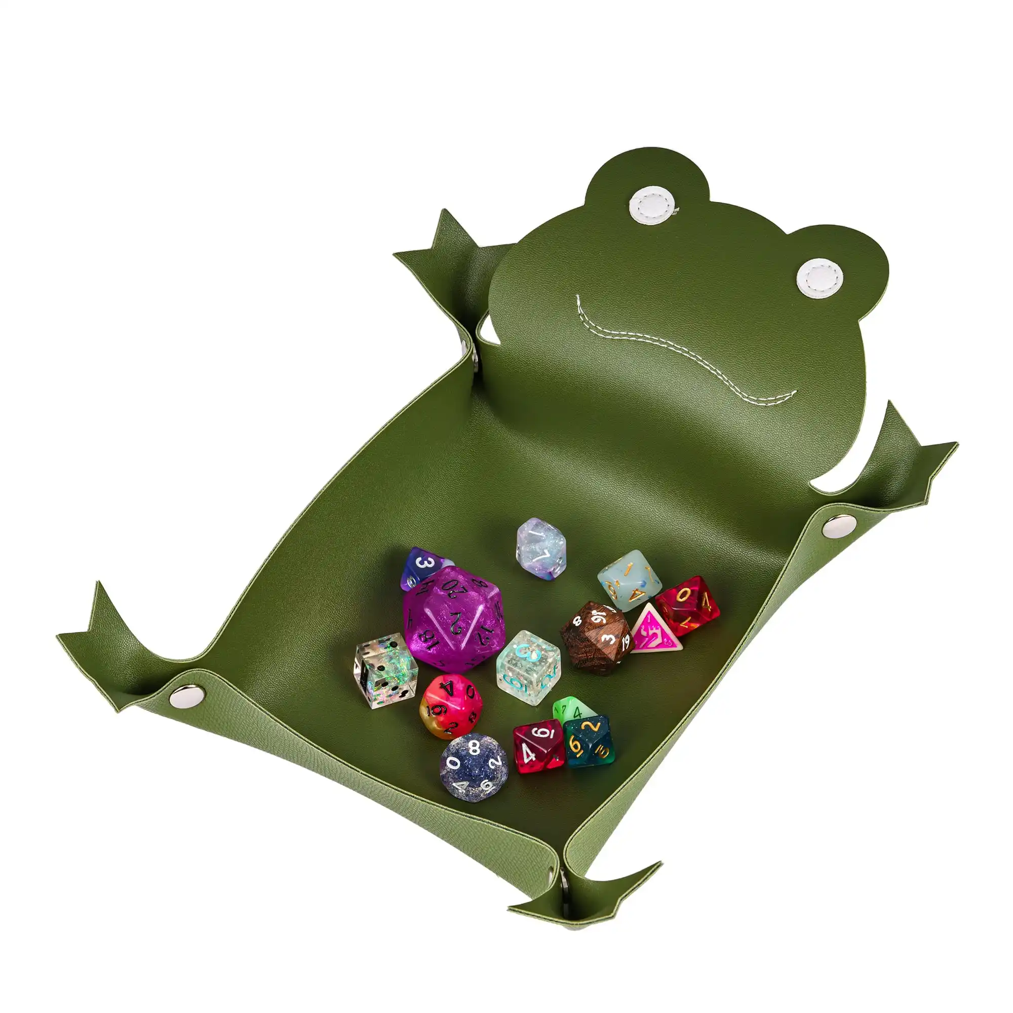 Foldable Frog Dice Tray Turtle Reversible Leather Dice Rolling Tray Monkey Dice Holder for Table Games Multiple items Storage