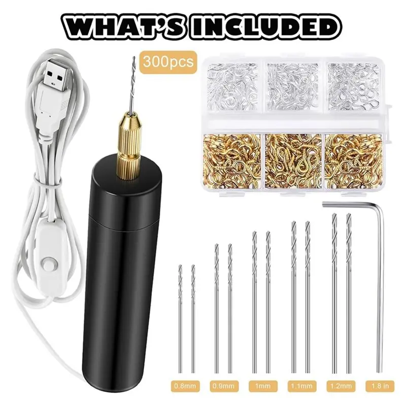 AB13-Electric Resin Drill Set, For DIY Keychain Craft Art Making