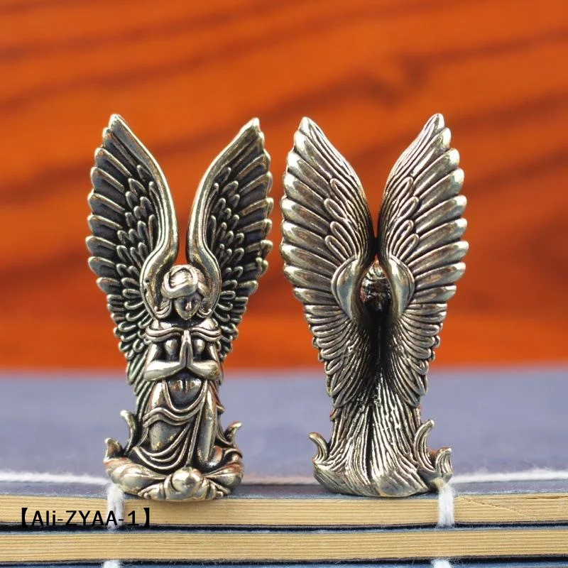 【A】Goddess Angel Figure Home Decor Guardian Angel Statue Decoration Retro Home Decor Desktop Tea Pet Craftwork Bronze Ornament