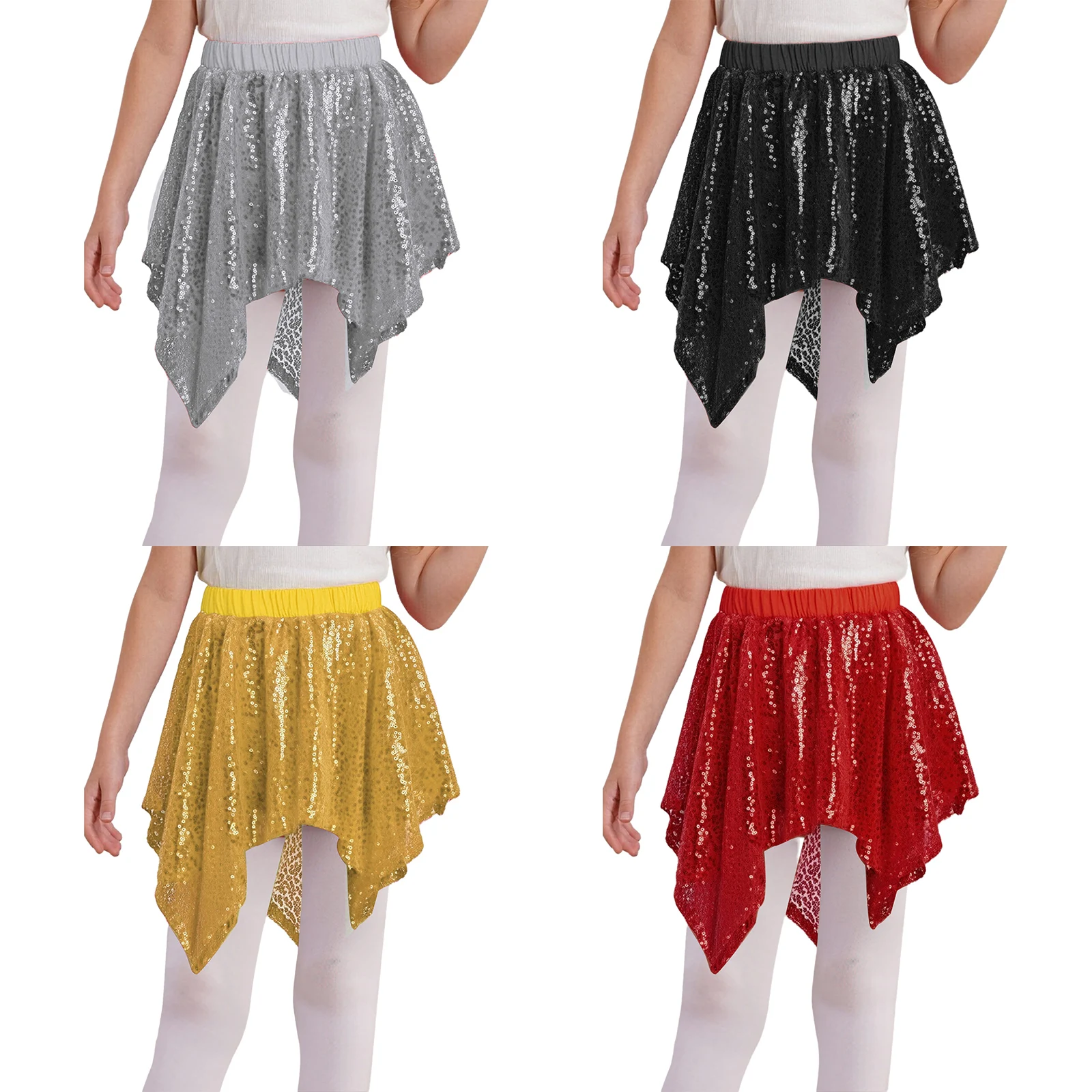 Jupes de danse Hip Hop pour filles, Costume de danse Jazz, paillettes brillantes, ourlet irrégulier, bas de danse de rue pour spectacle sur scène