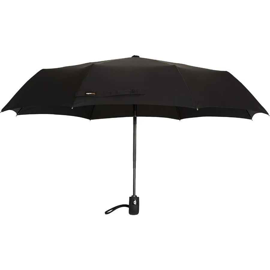 Guarda-chuva de viagem compacto com abertura automática, estrutura de liga de aço forte, 11" dobrável para chuva e vento, preto