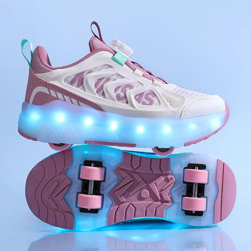 Children's Teenage Led Light Roller Skates Shoes USB Charge Upgraded Edition Enhanced Stability Detachable Dual-Use Sport Shoes