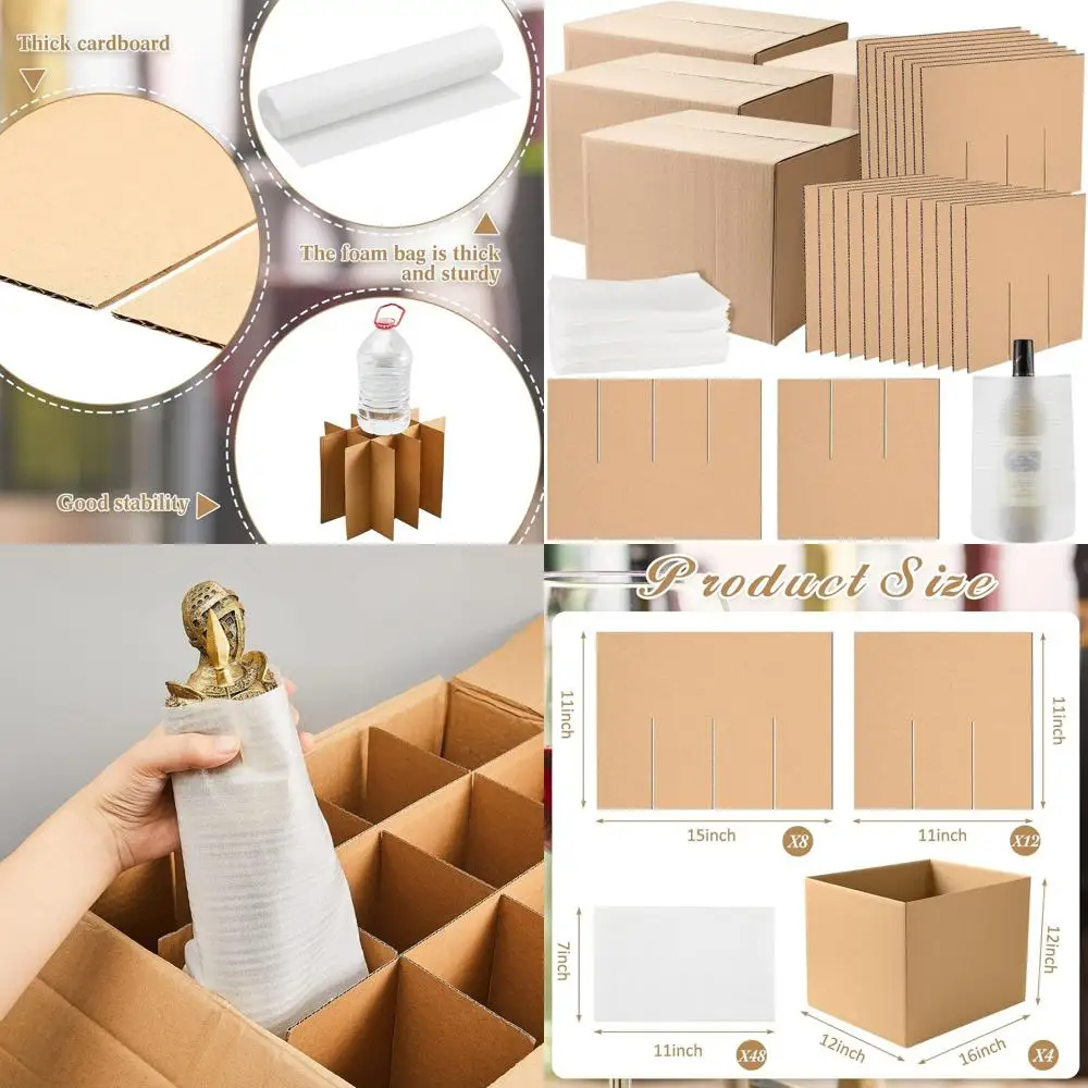 

Набор из 6 коробок для переезда с разделителями 16x12x12, 10 гофрированными разделителями и 24 пенопластовыми пакетами для упаковки кухонных принадлежностей и посуды