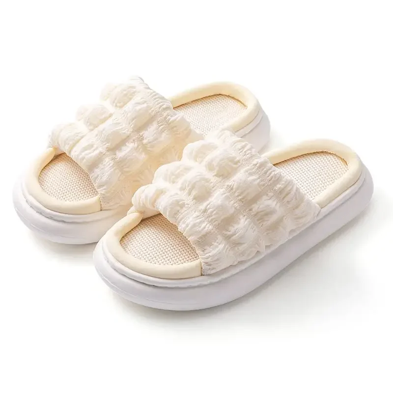 

Женские льняные домашние тапочки с мягкой основой из ЭВА, минималистичный стиль, легкие и дышащие для комфорта дома на весь день