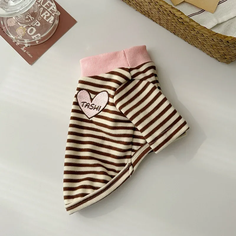 New Dog and Cat Striped Base Shirt Dog Love T-shirt Pet Clothes Teddy Autumn/Winter/Spring Teddy Dog Hoodie Puppy Clothes