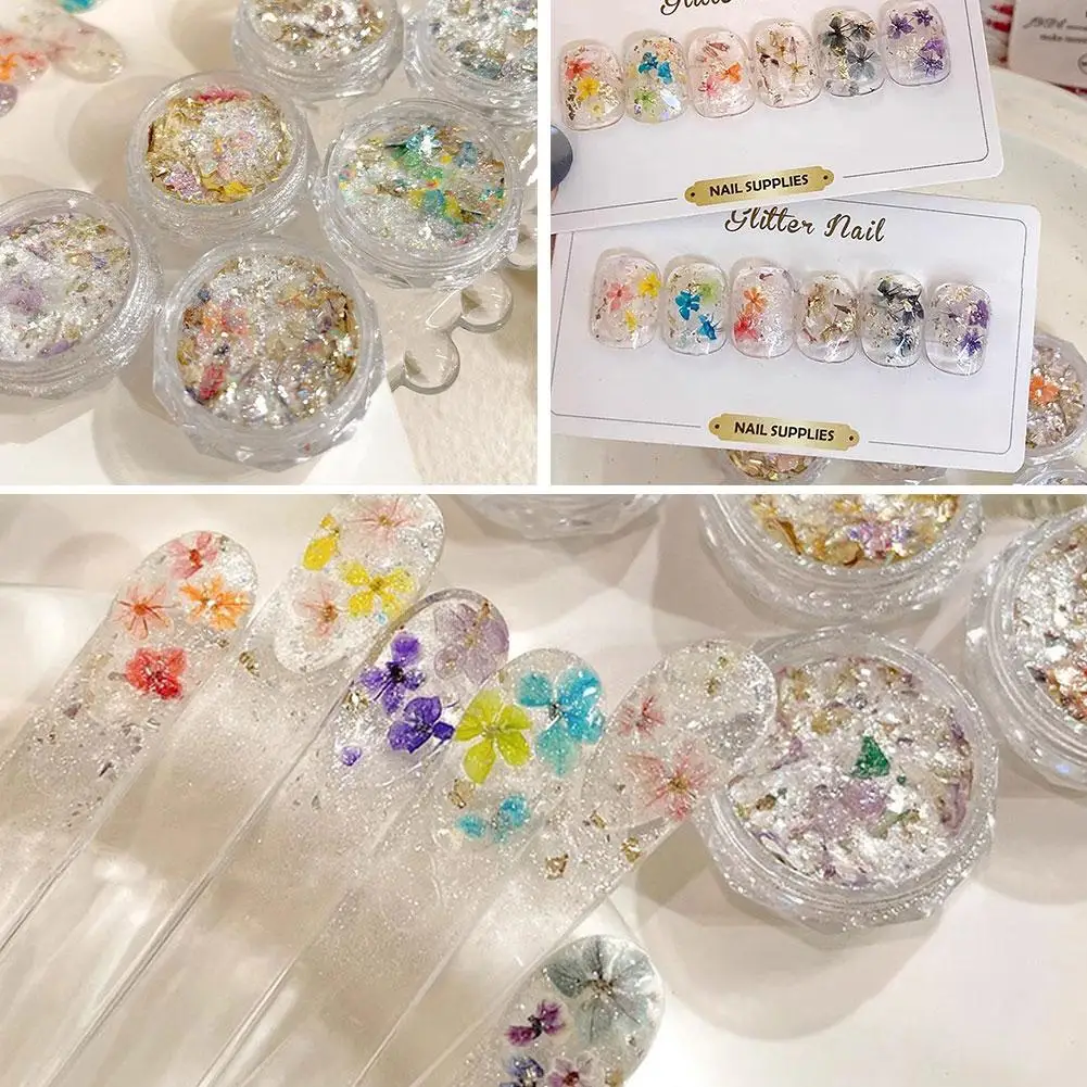 

Wholesale 6 Colors Dream Colorful Nail Flower Sequins Glitter Nail Sequins 3d M8E7