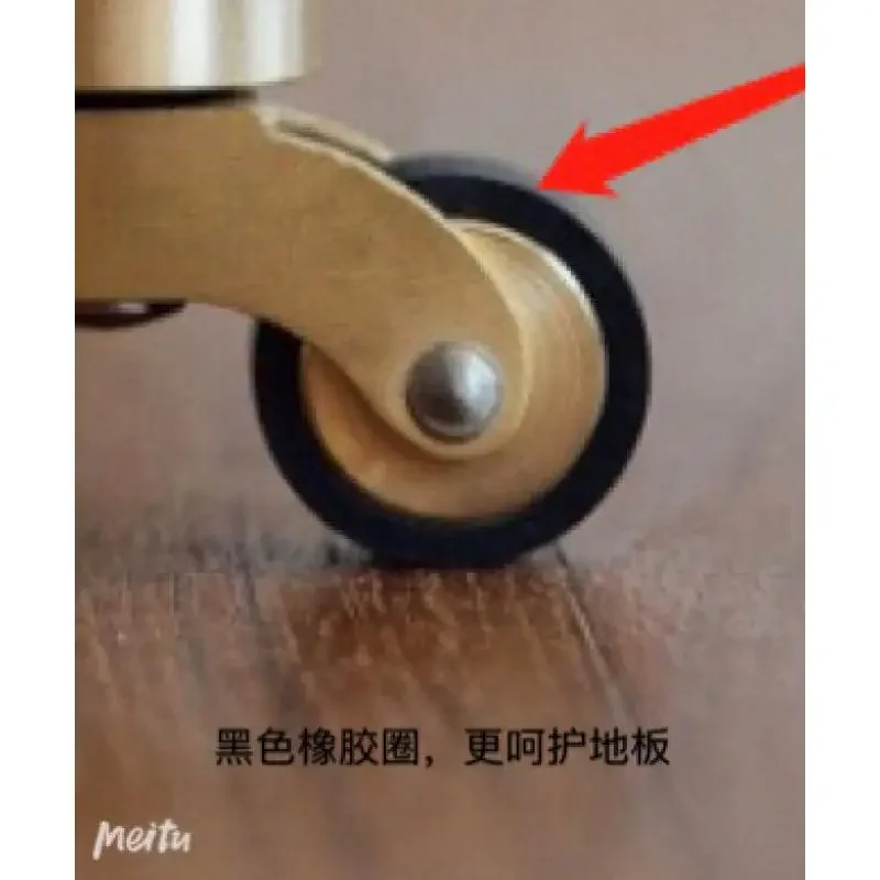 4PCS Solid Brass Swivel Casters - Round Cup Mount Rubber Wheel with Floor Protection for Furniture/Dining Carts