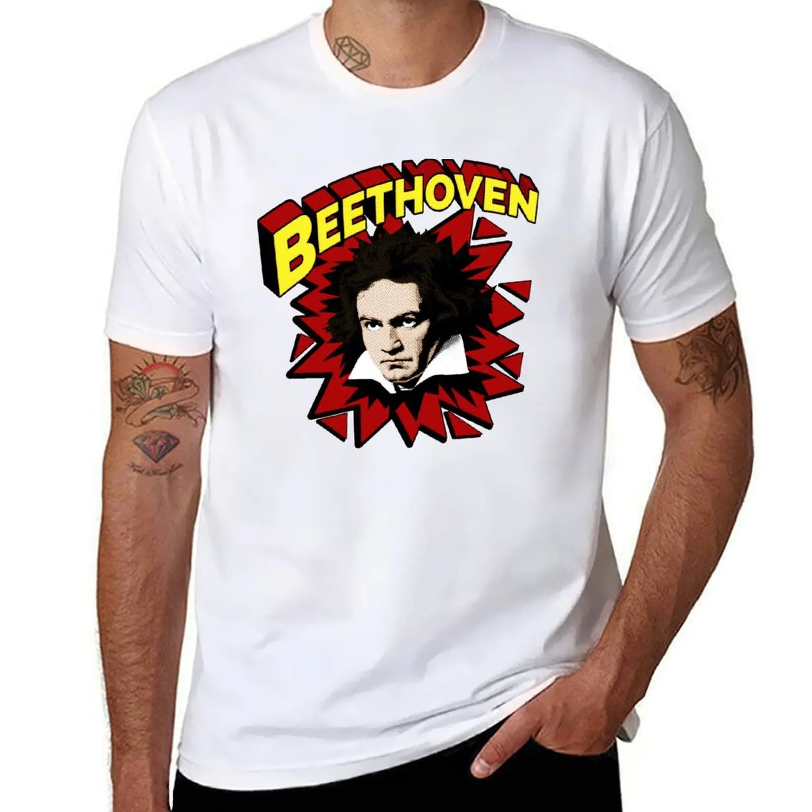 

Beethoven portrait in a cartoon style T-Shirt t shirts with prints t shirts for man cotton funny T-Shirt