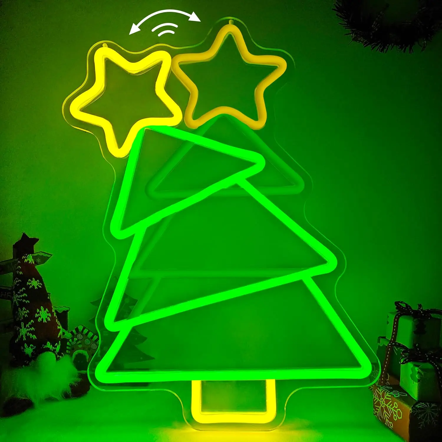 وميض شجرة عيد الميلاد النيون USB عكس الضوء LED ضوء النيون لغرفة النوم المنزل حفلة بار مهرجان نافذة عيد الميلاد ديكور هدية #1