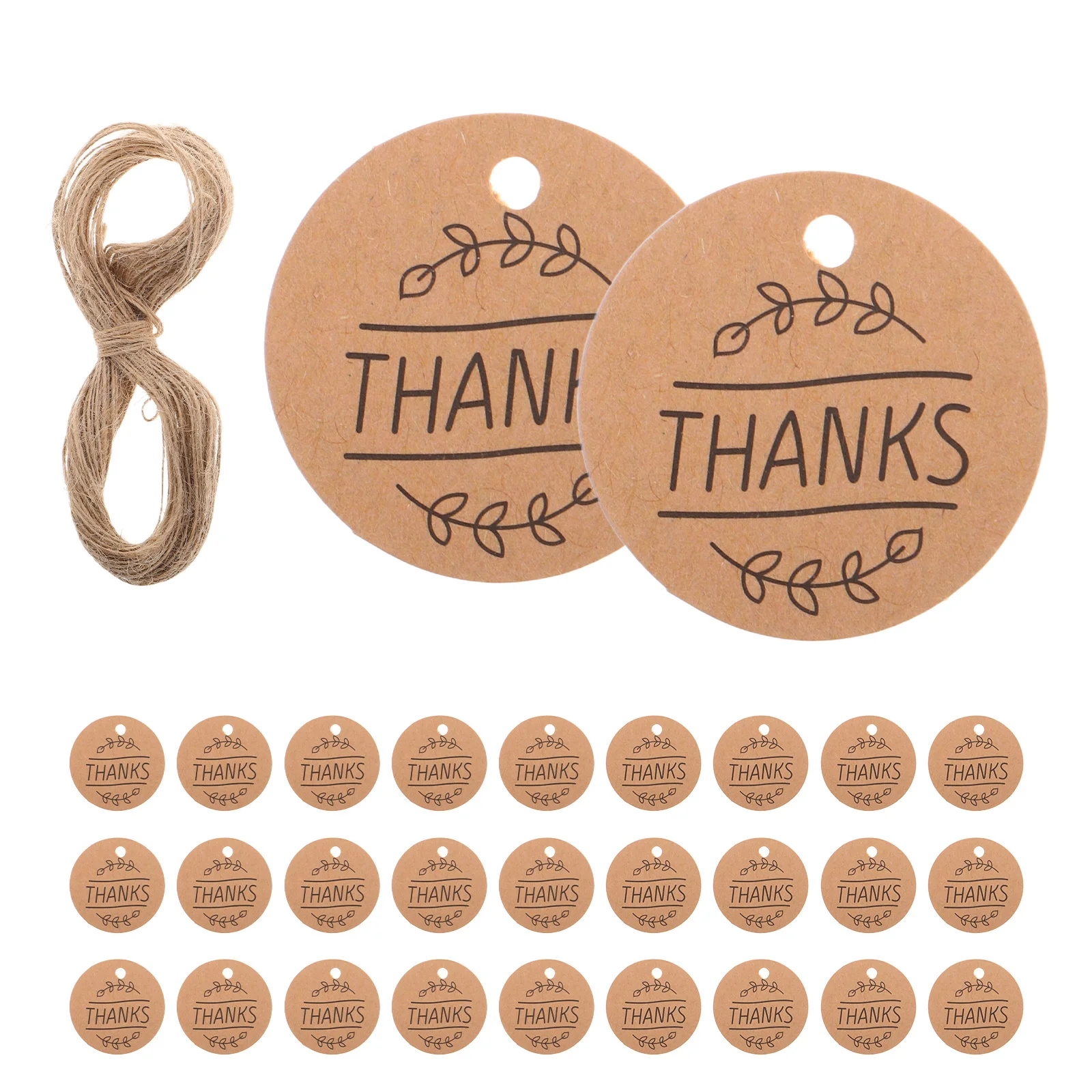 

300 Pcs Kraft Gift Tags Birthday Party Blank Light Brown Hemp Rope Diy Thank You