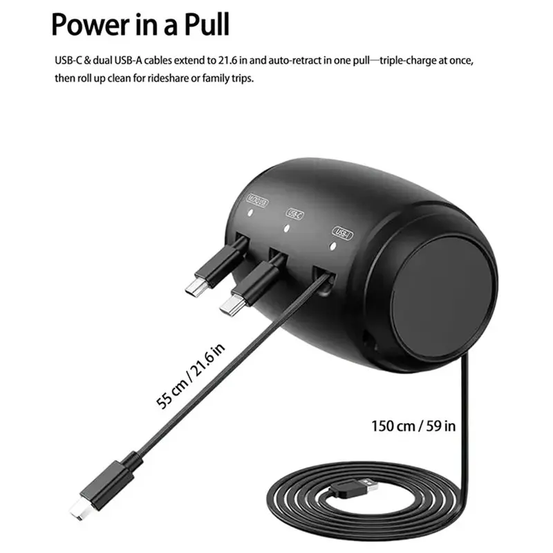 Retractable Car Backseat ,Car Backseat Charging Station, Rideshare & Private Car Essential, Fast Charge