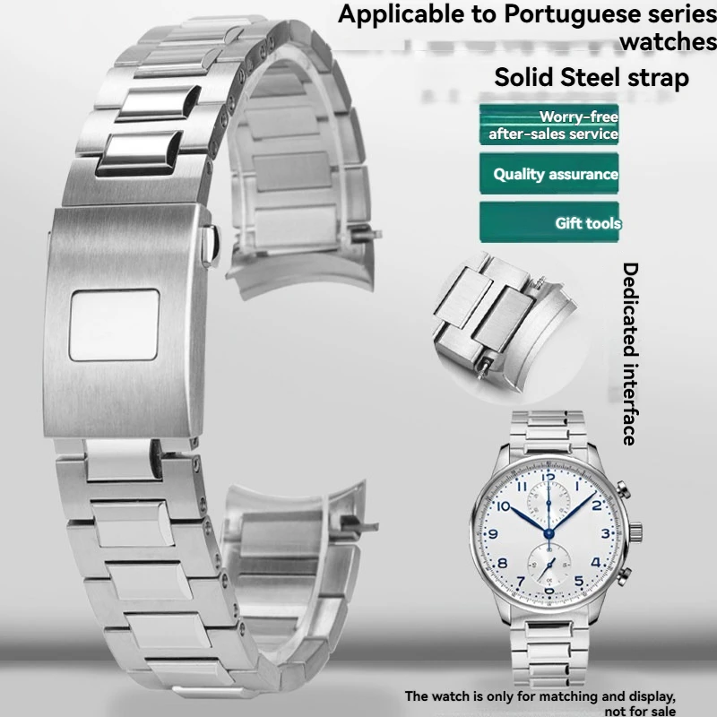 For IWC Portuguese Chronograph IW371607 Men's Watch with Steel Bracelet IW358312 Curved Stainless Steel Watch Bracelet 20mm