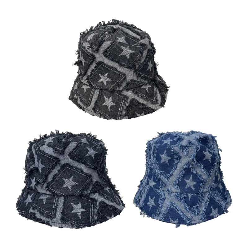 

Rough Selvedge Design Star Print Bucket Hat Lightweight Fisherman Hat for Adult Dropship
