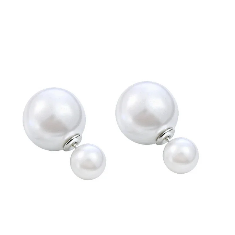 12-16mm Big Imitation Pearl Stud Earrings Women Europe and America Simple Round Ball Jewelry Birthday Christmas Gift