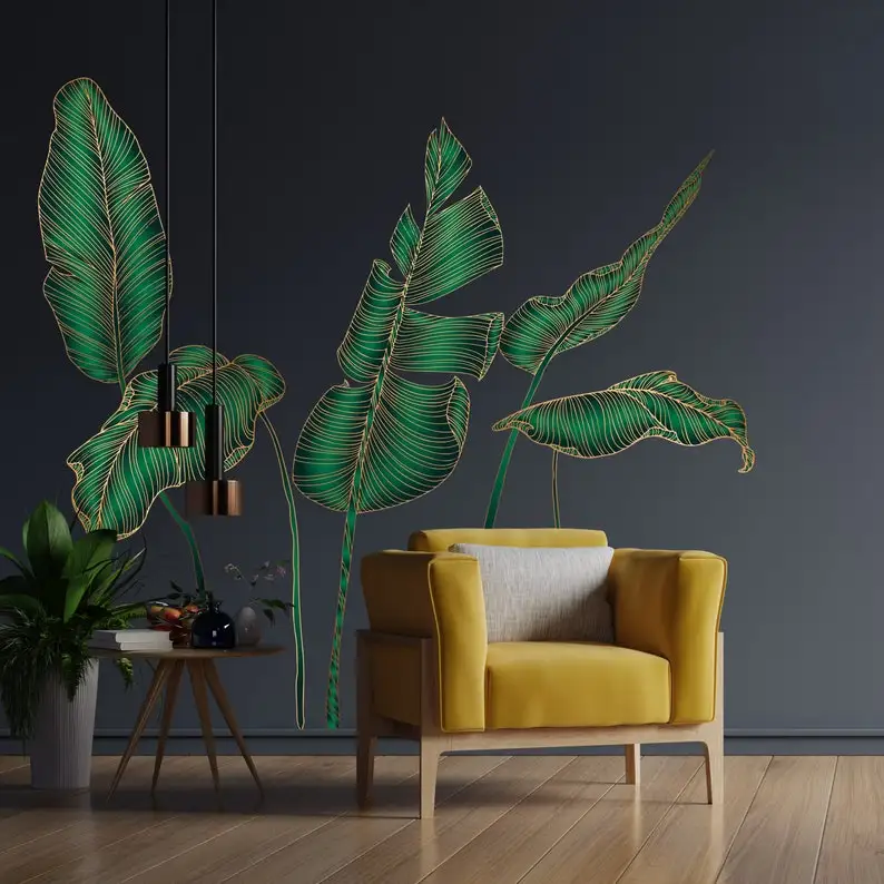 Tropical wall decal, palm leaves decal, modern leaf decal, palm leaf decal, abstract wall decal, boho style, boho wall decal, bo