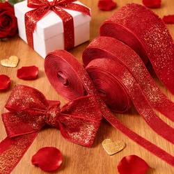 5 Yards Valentine's Day Anniversary New Year Red Brilliant New Year Velvet Ribbons Garland, Gifts, Wrapping, Wreaths, Bows