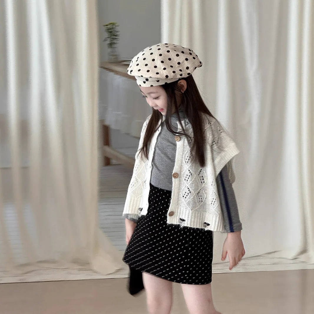 الأطفال الفتيات الخريف الفرنسية قميص شبه الياقة المدورة لينة 1-10Y أطفال بنات القطن الأساسية القمم طفل الفتيات سليم صالح البلوفرات