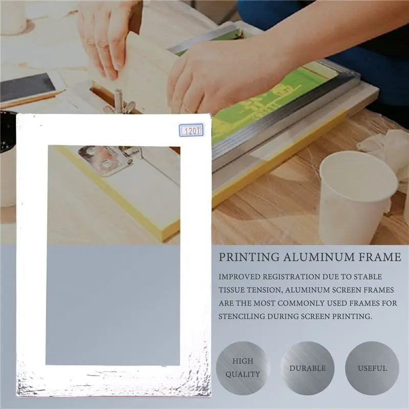 ABRE-2Pcs A4 Screen Printing Aluminum Frame Stretched 120T Silk Screen Polyester Screen For Printed Circuit Board