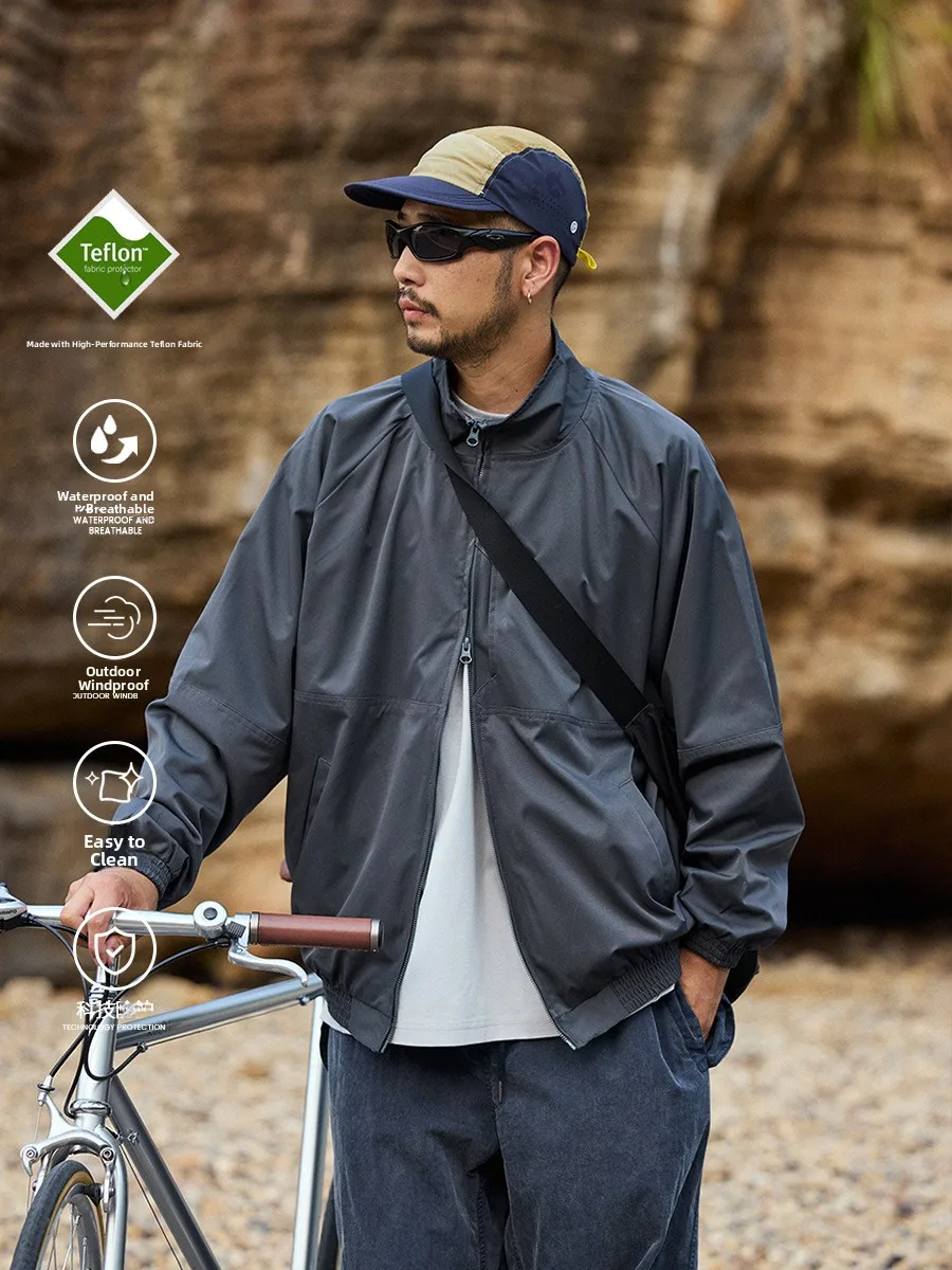 Loose Fit Youthful Training Jacket Windproof Stand Collar Bicycle Commuting Outerwear Coat Youth Popular Four Seasons Universal