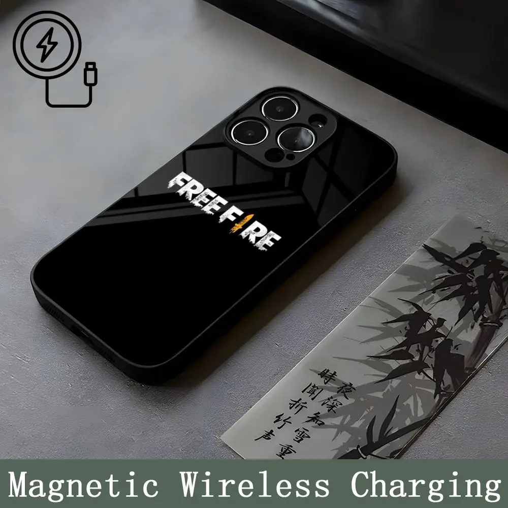 Free Fire Game Mouse Pad Strong Magnetism Glass For iPhone 16ProMax 14 15 13 12 15 11 Pro Max Plus Mini Coque