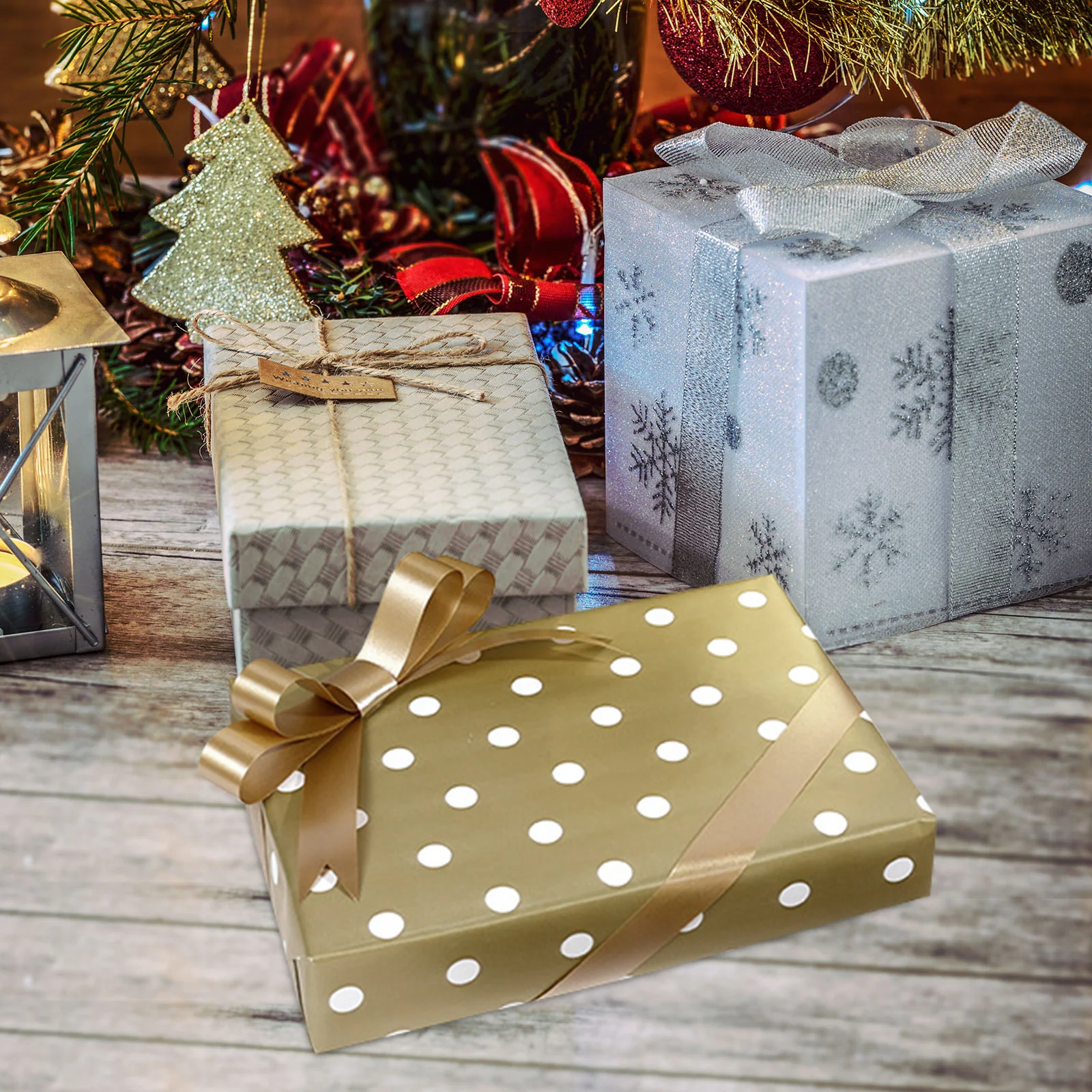 

Gift Wrapping Paper Dots Design Reusable Aluminum Coated For Wedding Birthday Party Holiday Valentines Day Shower