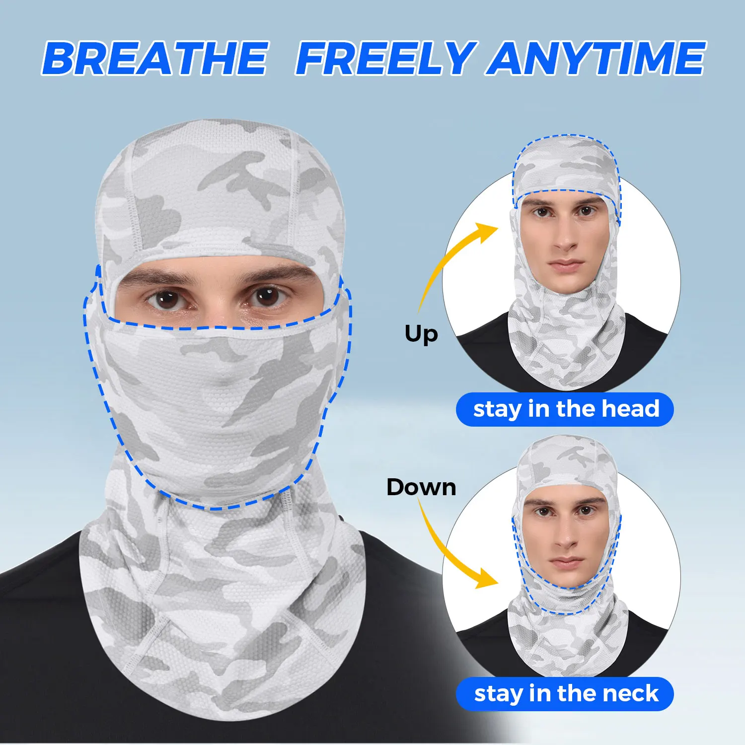 Ski Mask Full Face Balaclava Hat Strong Breathable Sweat Absorption Headscarf Neck Cover for Skiing Riding Sports Headgear Men