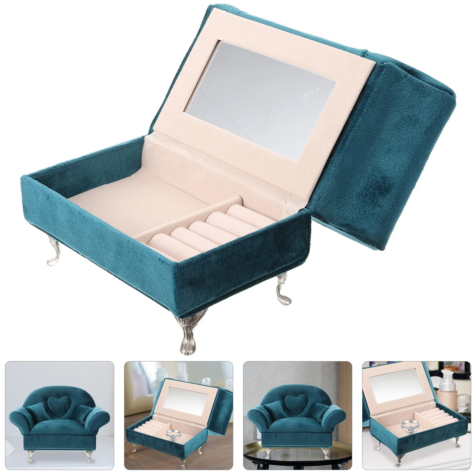 صندوق منظم أريكة على شكل أريكة على شكل حلي صغيرة لتخزين حلية القلادة والقرط وحلقة السفر المحمولة #5