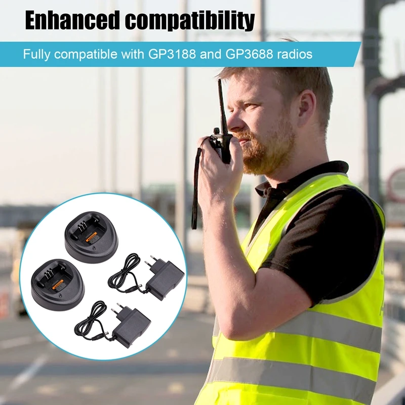 Быстрое зарядное устройство для радио для Motorola GP3188, GP3688, EP459, DEP450 В комплект входит адаптер питания, настольное зарядное устройство с одним блоком, вилка европейского стандарта