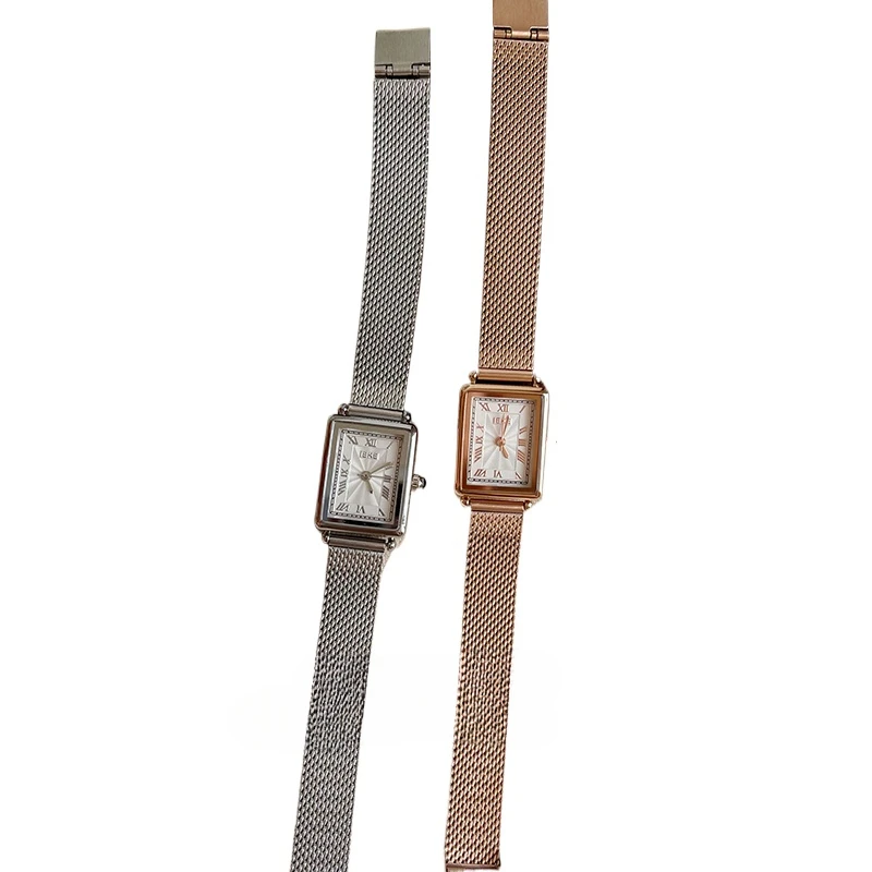 

Literary rectangular small dial Academy style retro watch female, simple chain quartz watch