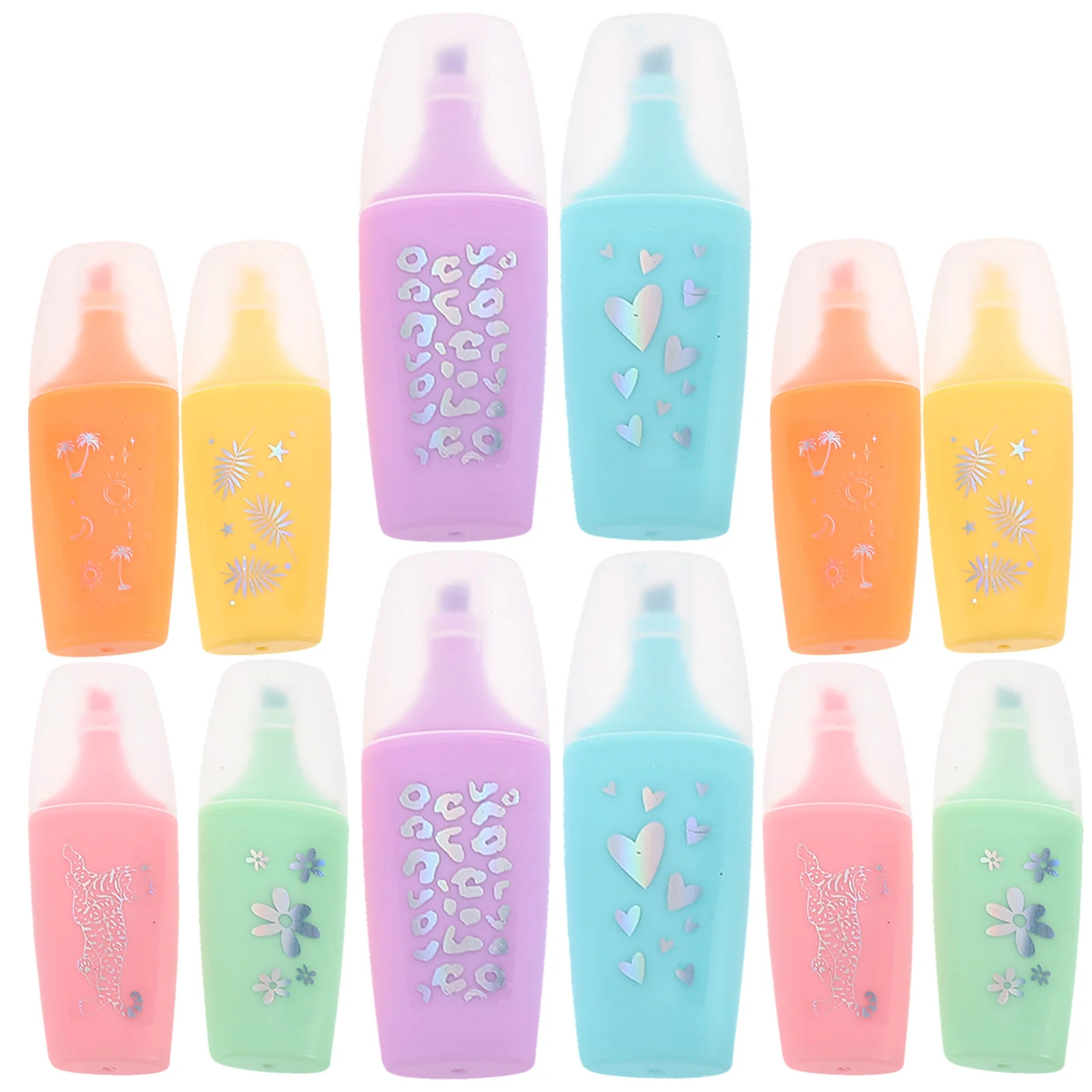 

24Pcs Colorful Cartoon Highlighter Pens Mini Markers for Students Note Marking Pens Adorable School Book Markers