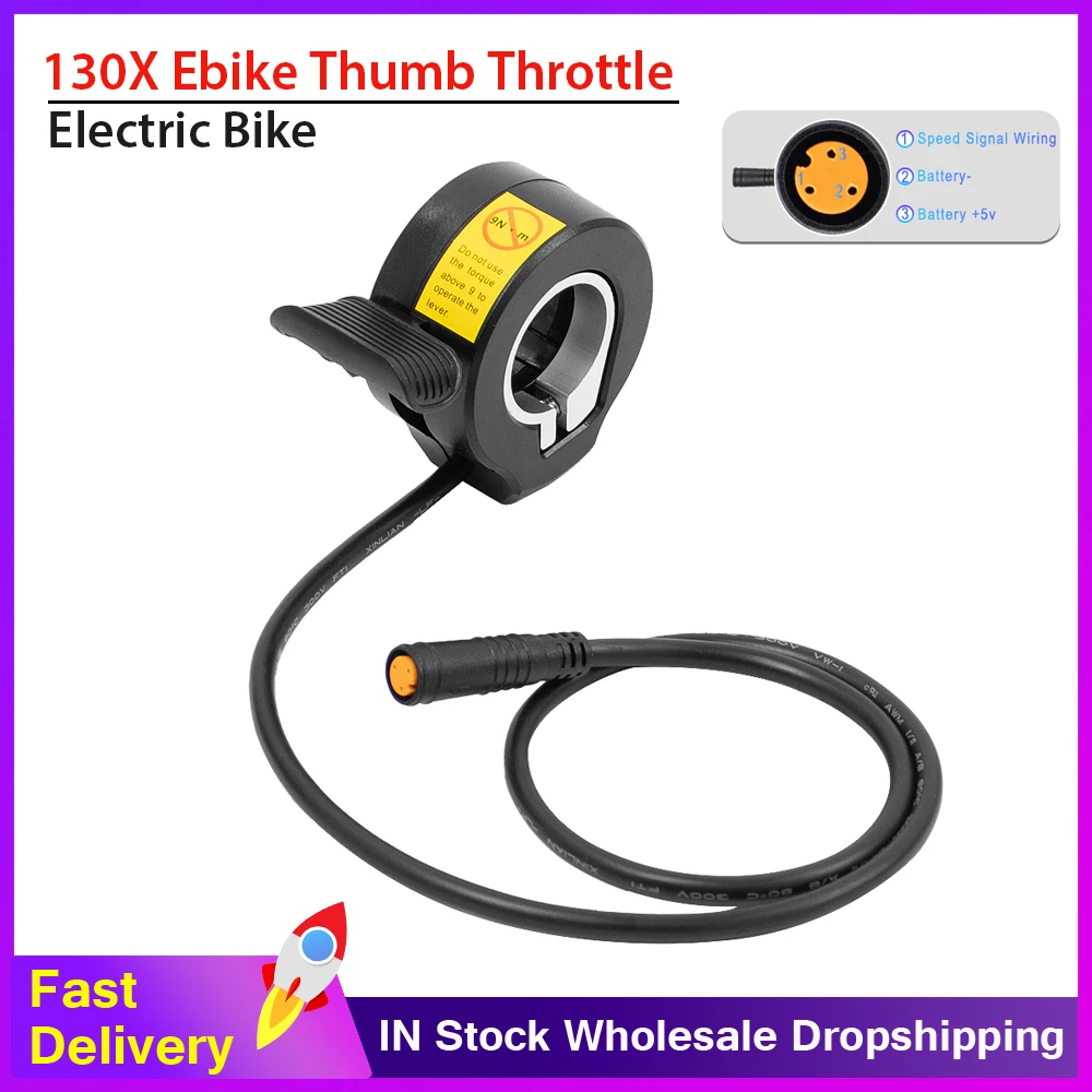 Electric Bike 130X Thumb Throttle For Bafang BBSHD 36V 48V Finger Thumb Throttle Accelerator Grip 3 Pin Waterproof Connector