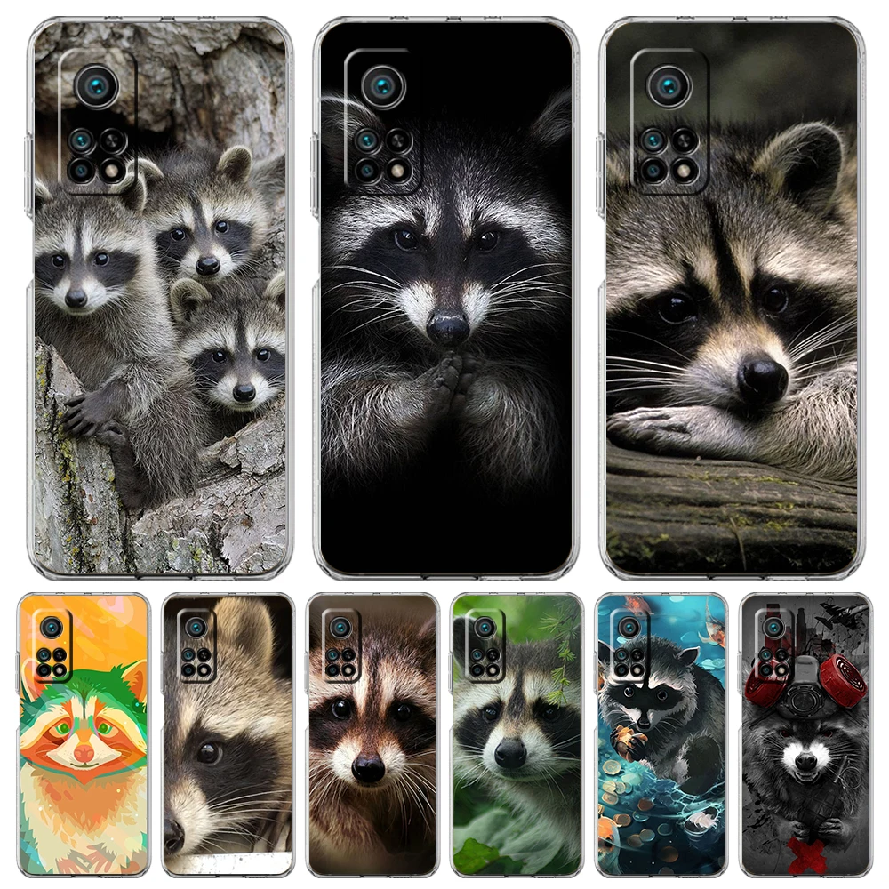 Animal bonito guaxinim transparente caso de telefone para xiaomi mi 11 ultra 12 11t 11x 11i lite poco x3 x4 nfc f3 gt m4 pro 5g casca macia