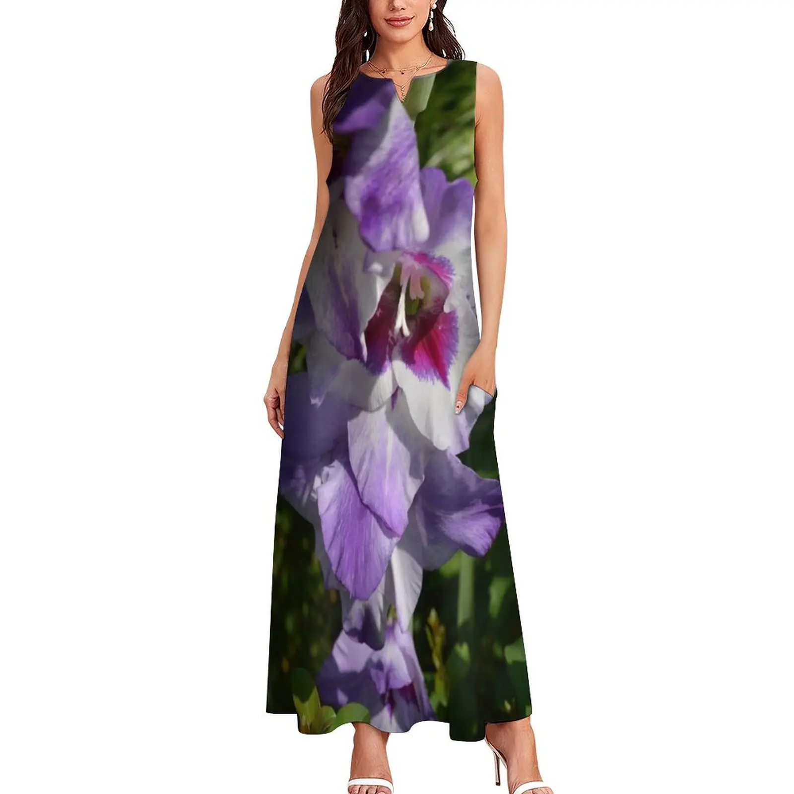 Purple Gladiolus Long Dress summer dress woman 2024 trendy long dress women women