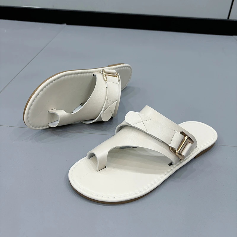 Women Slippers Outside Casual Beach Women Shoes Summer New Flats Flip Flop Sandals Walking Clip Toe Rome Buckle Ladies