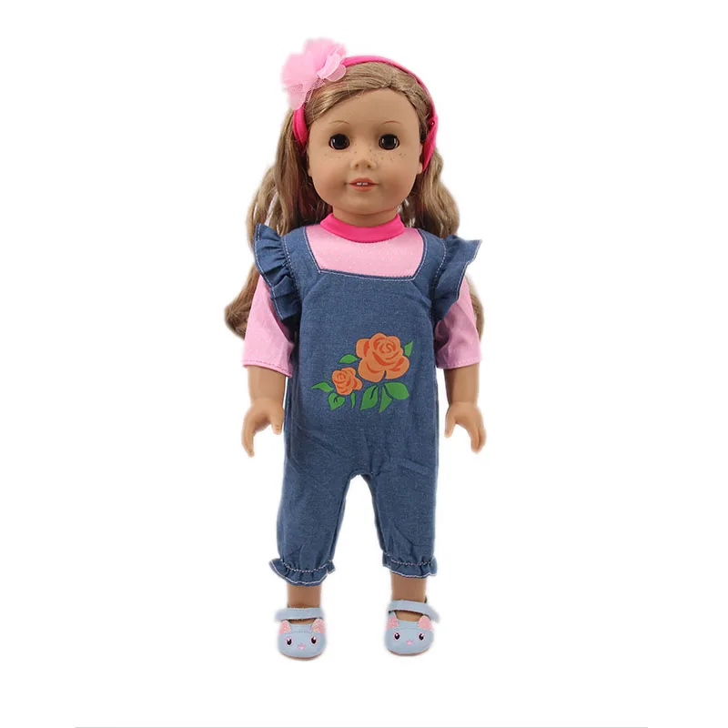 Newest Denim Suit Doll Clothes Accessories For Born Baby 43cm Items & 18 Inch American Doll Girl\'s Toys & Our Generation,Gift