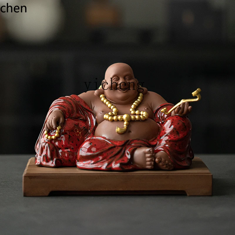 YFY    Maitreya Buddha Ornament Big Belly Laughing Buddha Statue Home Living Room Lucky Crafts