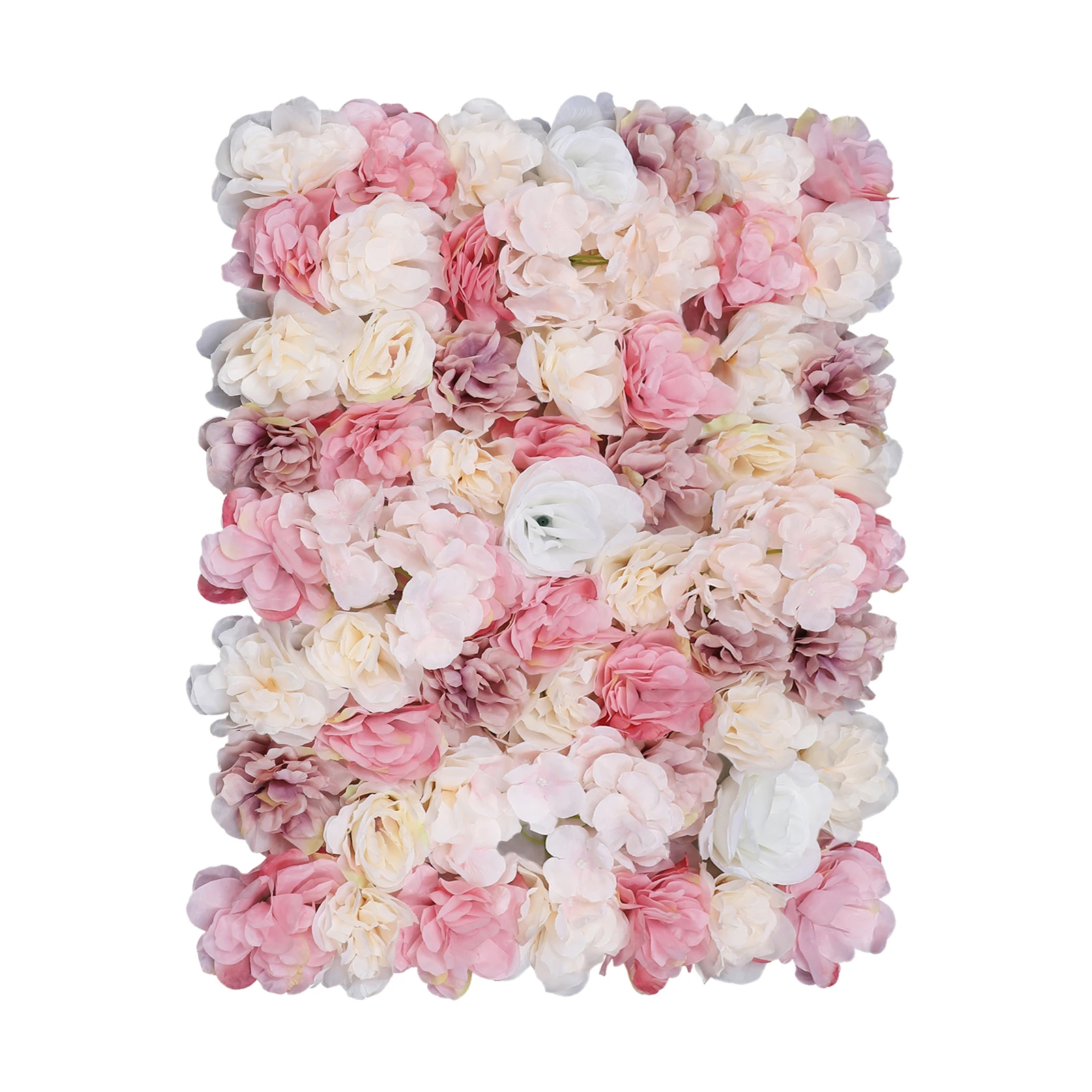 Reusable Flower Wall Backdrop, White, Yellow, Pink Faux Flowers for Event Decoration, Easy Assembly